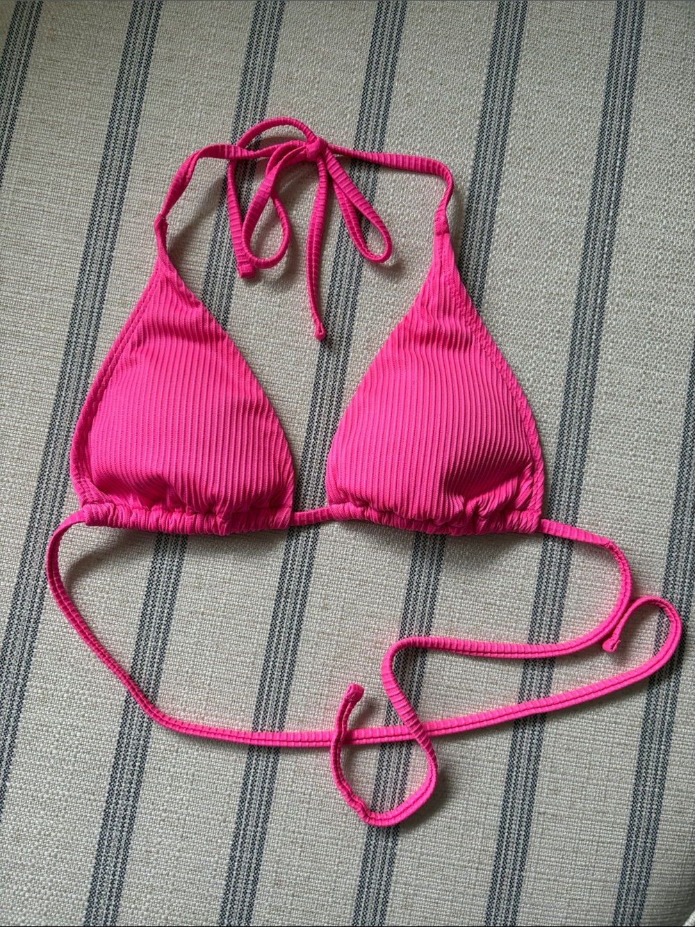Hollister Hot Pink Ribbed Triangle Bikini Top